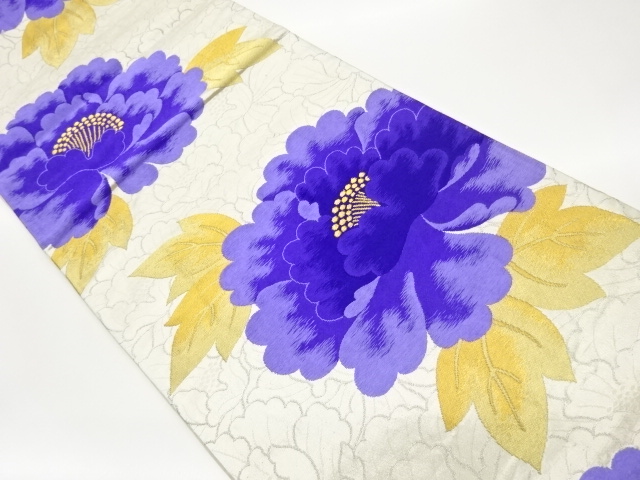 JAPANESE FUKURO OBI / WOVEN PEONY
